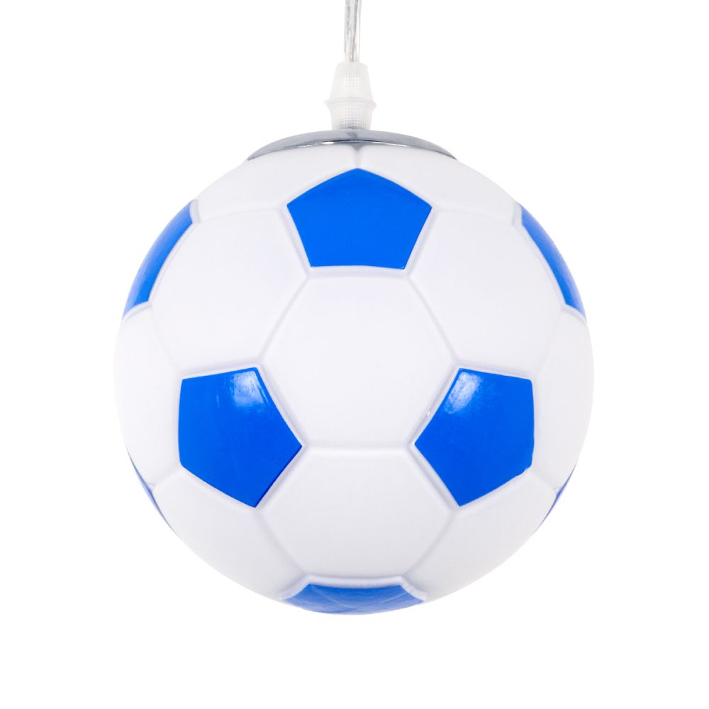GLOBOSTAR® FOOTBALL 00644 Παιδικό Κρεμαστό Φωτιστικό Οροφής με Ντουί 1 x E27 AC 220-240V IP20 - Λευκό & Μπλε - Μ15 x Π15 x Y18cm