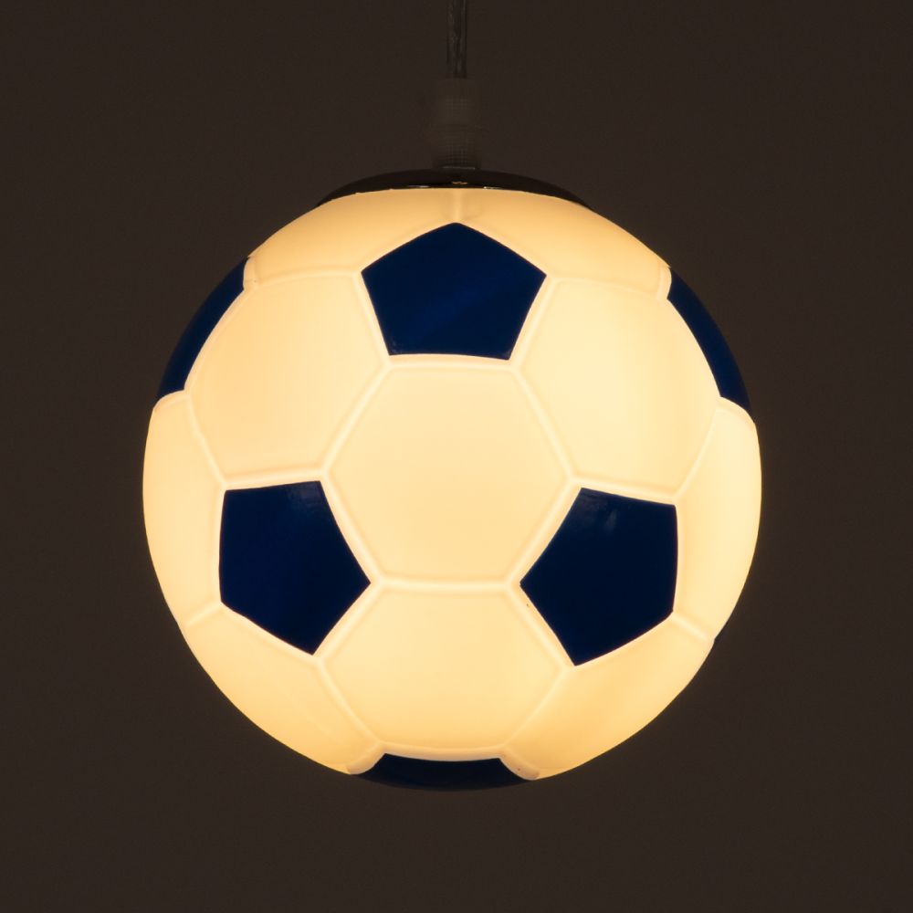 GLOBOSTAR® FOOTBALL 00644 Παιδικό Κρεμαστό Φωτιστικό Οροφής με Ντουί 1 x E27 AC 220-240V IP20 - Λευκό & Μπλε - Μ15 x Π15 x Y18cm