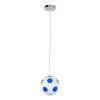 GLOBOSTAR® FOOTBALL 00644 Παιδικό Κρεμαστό Φωτιστικό Οροφής με Ντουί 1 x E27 AC 220-240V IP20 - Λευκό & Μπλε - Μ15 x Π15 x Y18cm