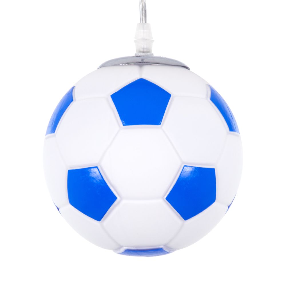 GLOBOSTAR® FOOTBALL 00644 Παιδικό Κρεμαστό Φωτιστικό Οροφής με Ντουί 1 x E27 AC 220-240V IP20 - Λευκό & Μπλε - Μ15 x Π15 x Y18cm