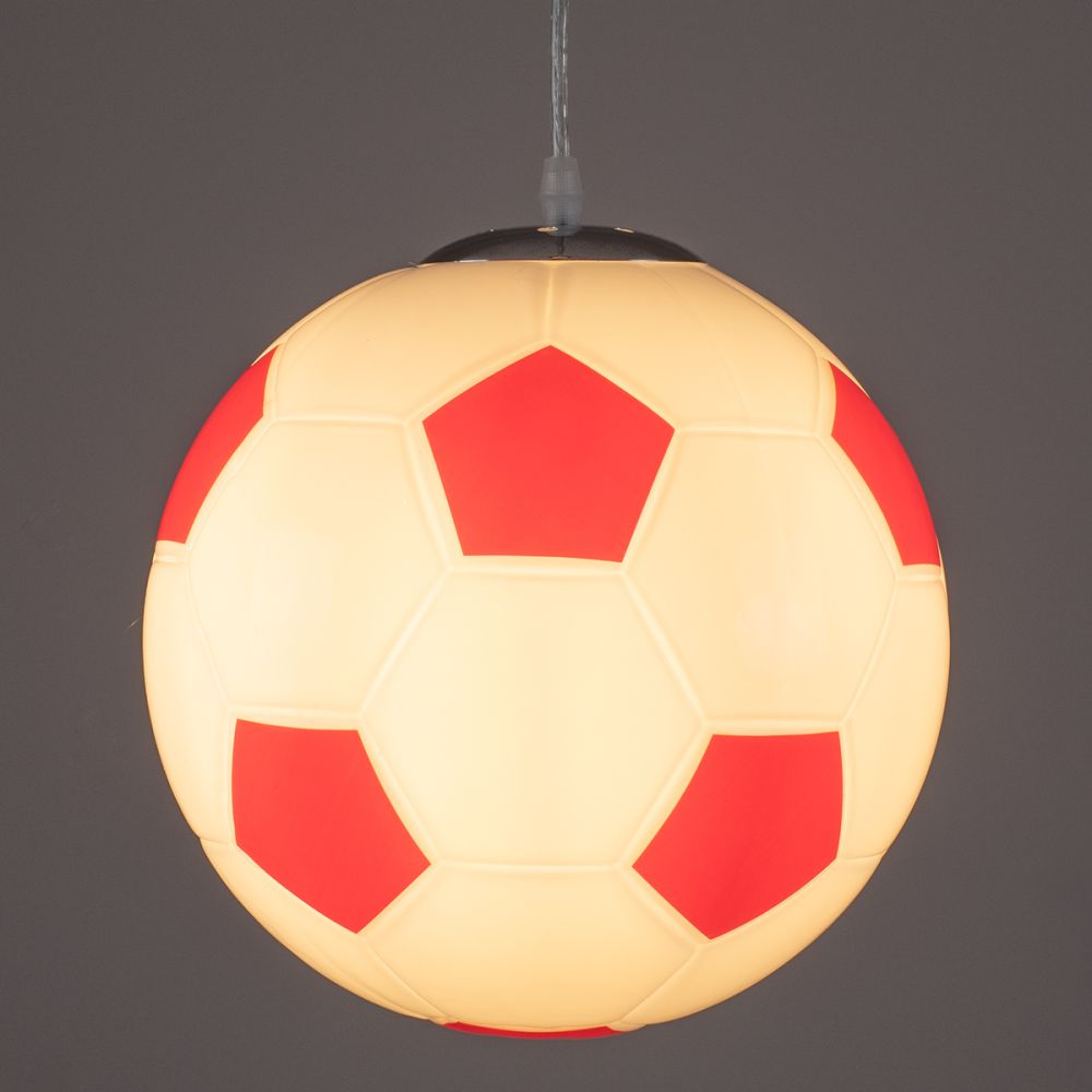 GLOBOSTAR® FOOTBALL 00646 Παιδικό Κρεμαστό Φωτιστικό Οροφής με Ντουί 1 x E27 AC 220-240V IP20 - Λευκό & Κόκκινο - Μ25 x Π25 x Υ25cm