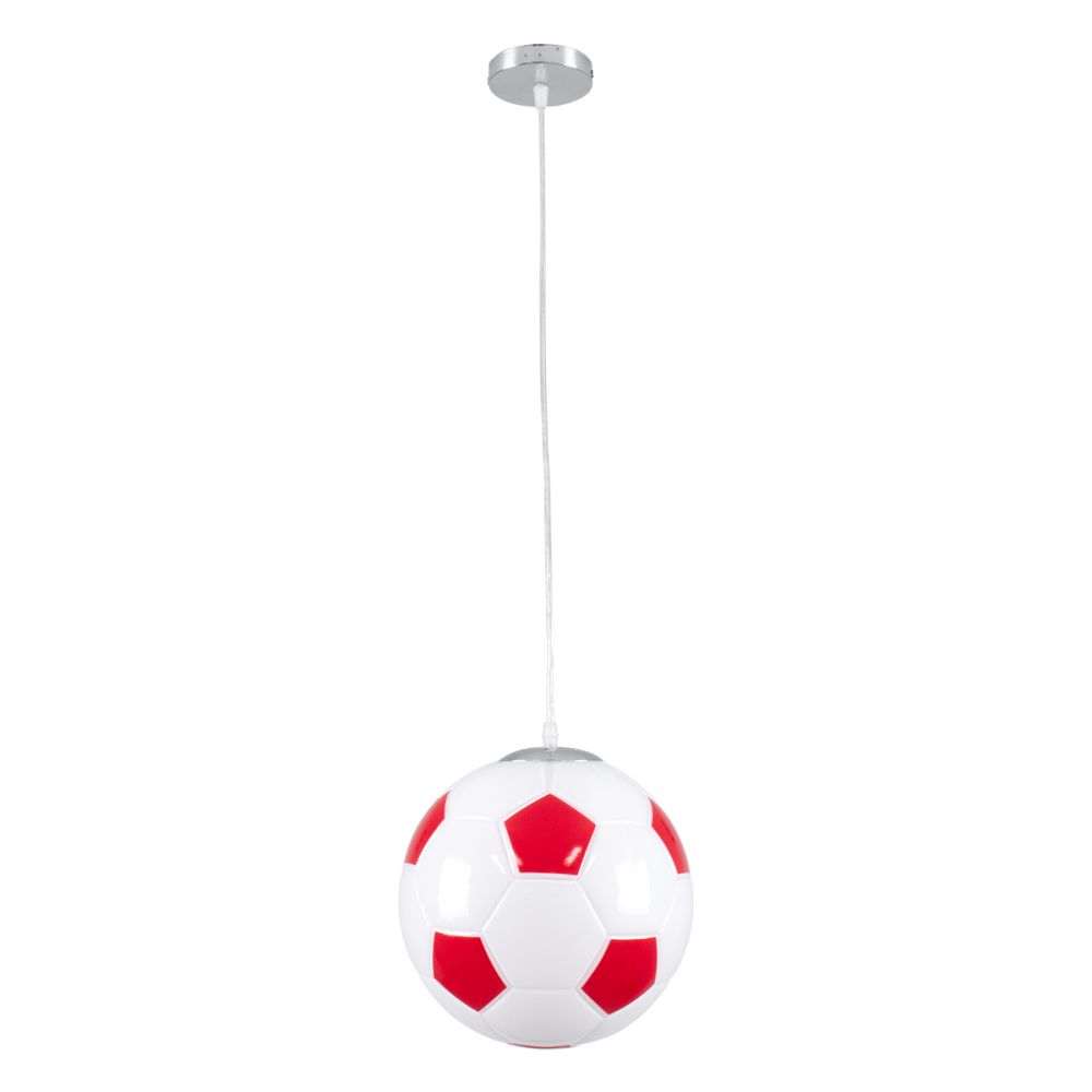 GLOBOSTAR® FOOTBALL 00646 Παιδικό Κρεμαστό Φωτιστικό Οροφής με Ντουί 1 x E27 AC 220-240V IP20 - Λευκό & Κόκκινο - Μ25 x Π25 x Υ25cm