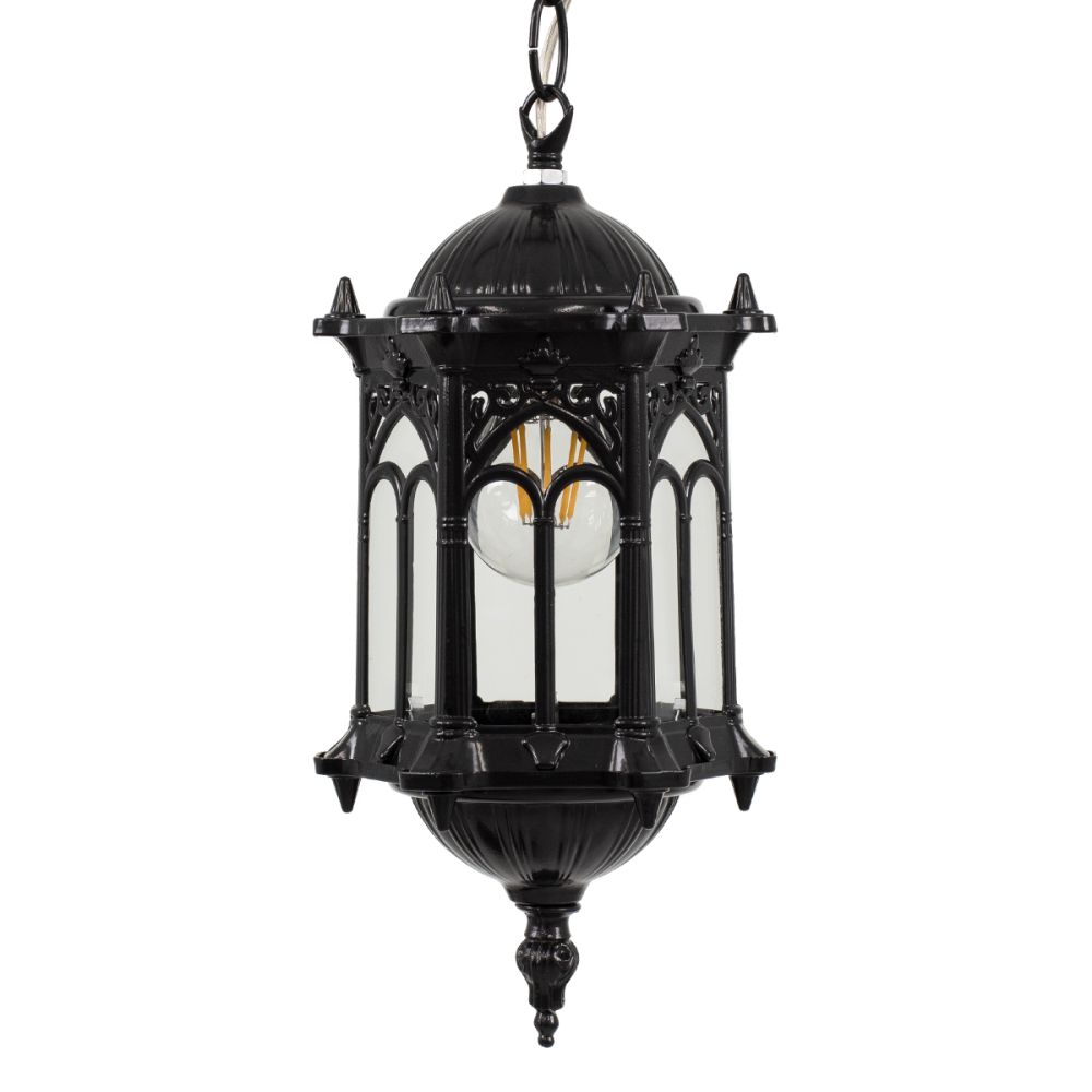 GLOBOSTAR® DARCY 00655 Vintage Κρεμαστό Φωτιστικό Οροφής με Ντουί 1 x E27 AC 220-240V IP20 - Μαύρο - Μ15.5 x Π15.5 x Υ32.5cm