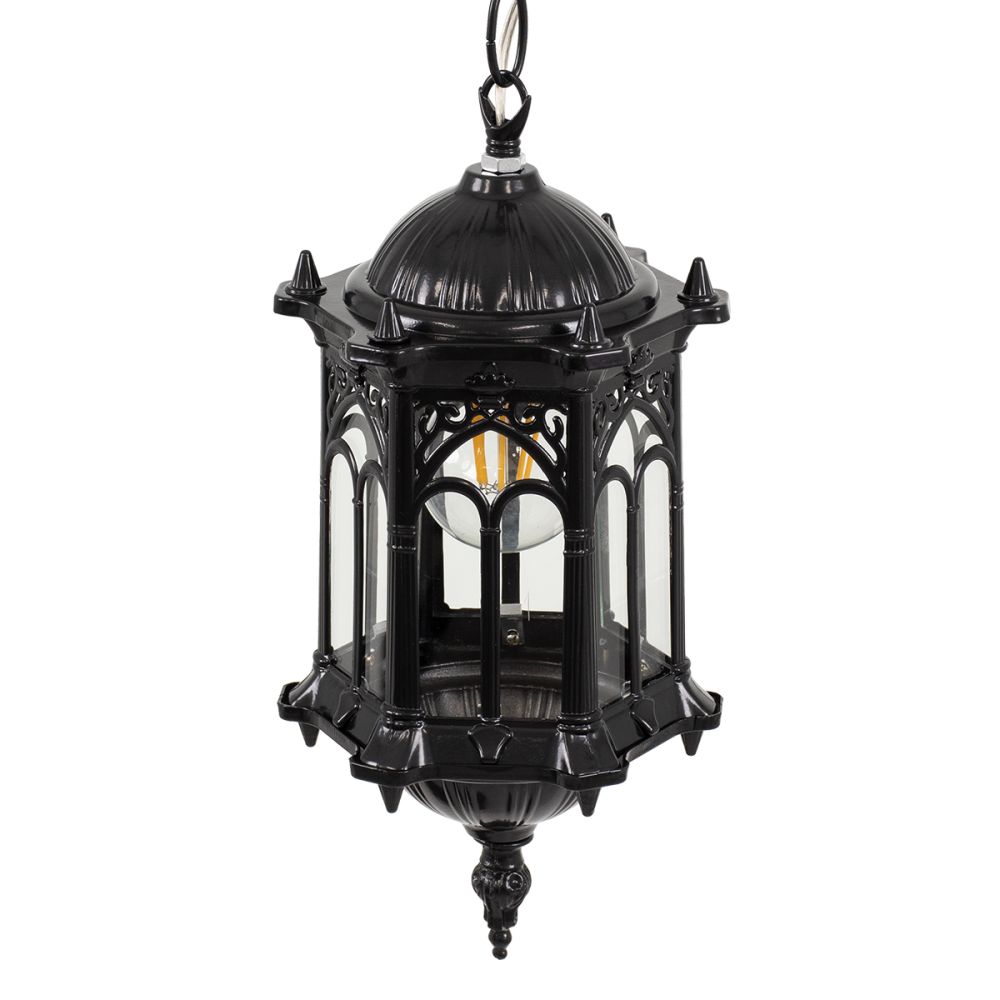 GLOBOSTAR® DARCY 00655 Vintage Κρεμαστό Φωτιστικό Οροφής με Ντουί 1 x E27 AC 220-240V IP20 - Μαύρο - Μ15.5 x Π15.5 x Υ32.5cm