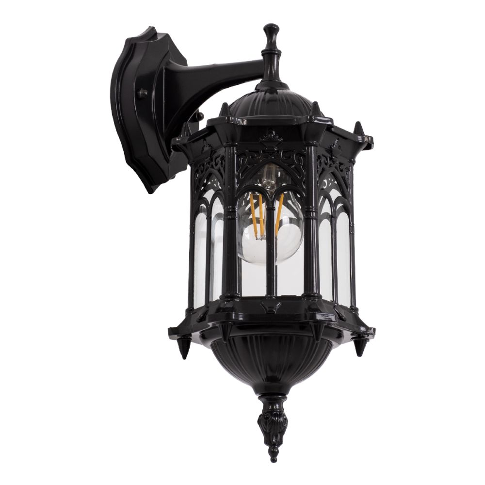 GLOBOSTAR® DARCY 00657 Vintage Φωτιστικό Τοίχου - Απλίκα με Ντουί 1 x E27 AC 220-240V IP20 - Μαύρο - Μ15.5 x Π15.5 x Υ34.5cm