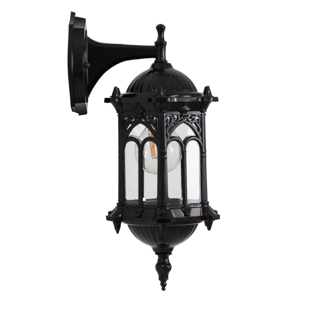 GLOBOSTAR® DARCY 00657 Vintage Φωτιστικό Τοίχου - Απλίκα με Ντουί 1 x E27 AC 220-240V IP20 - Μαύρο - Μ15.5 x Π15.5 x Υ34.5cm