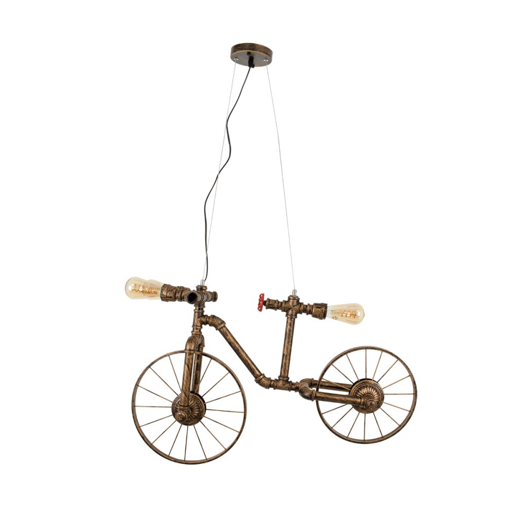 GLOBOSTAR® SWIFTWALKER 00660 Vintage Κρεμαστό Φωτιστικό Οροφής με Ντουί 3 x E27 AC 220-240V IP20 - Χάλκινο & Κόκκινο - Μ85 x Π29.5 x Υ55cm