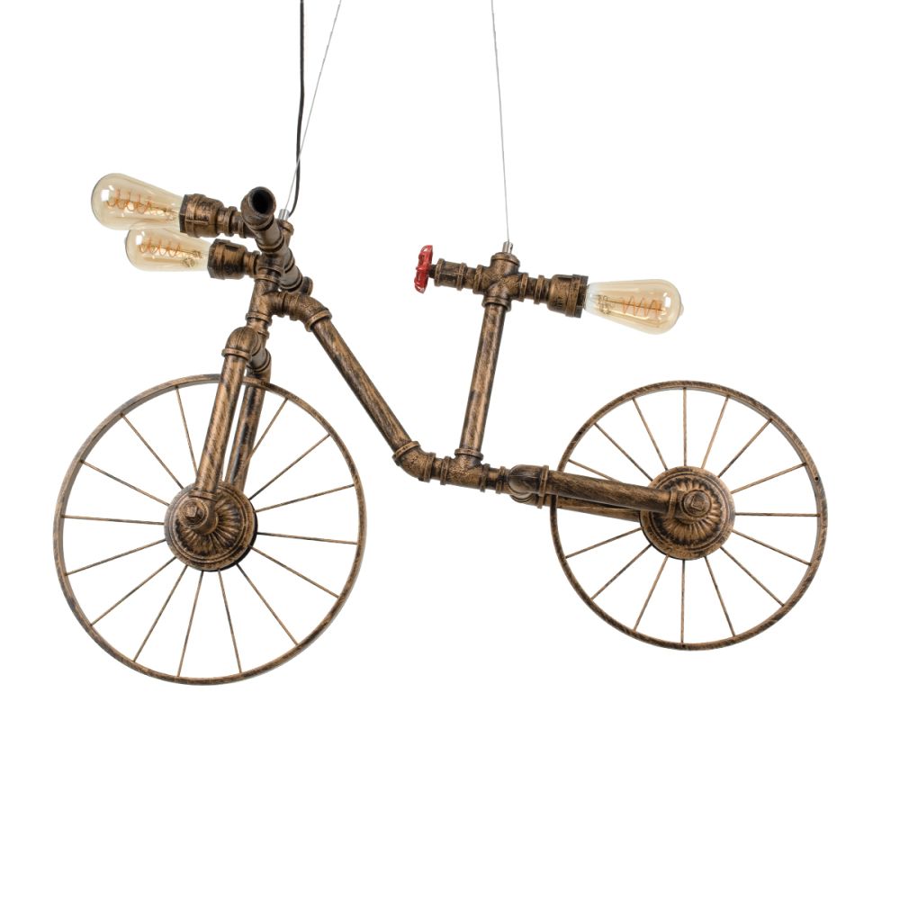 GLOBOSTAR® SWIFTWALKER 00660 Vintage Κρεμαστό Φωτιστικό Οροφής με Ντουί 3 x E27 AC 220-240V IP20 - Χάλκινο & Κόκκινο - Μ85 x Π29.5 x Υ55cm