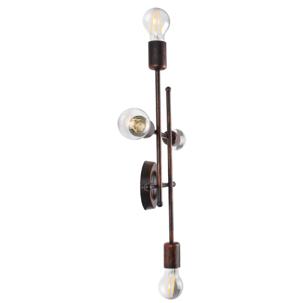 GLOBOSTAR® PIPING 00662 Vintage Φωτιστικό Τοίχου - Απλίκα με Ντουί 4 x E27 AC 220-240V IP20 - Χάλκινο - Μ40 x Π9 x Υ52cm