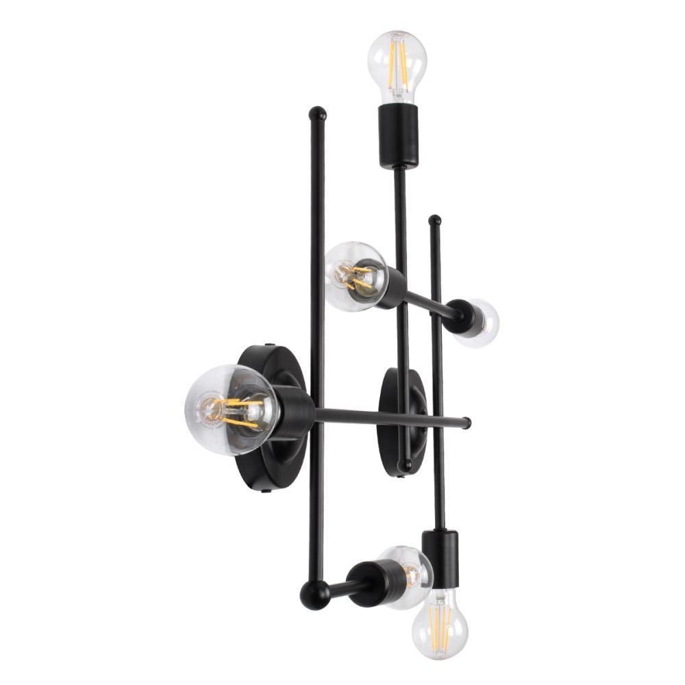 GLOBOSTAR® PIPING 00664 Vintage Φωτιστικό Τοίχου - Απλίκα με Ντουί 6 x E27 AC 220-240V IP20 - Μαύρο - Μ66 x Π9.5 x Υ49cm