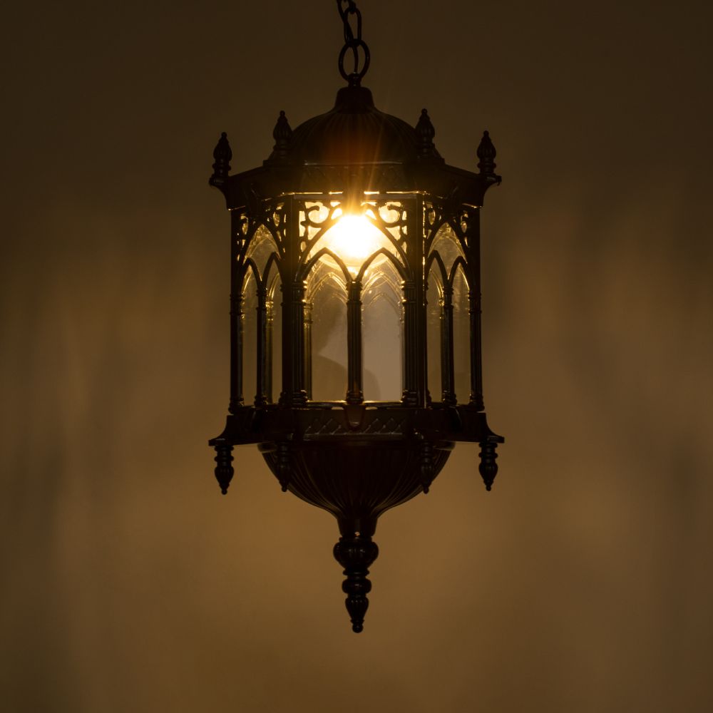 GLOBOSTAR® DARCY 00672 Vintage Κρεμαστό Φωτιστικό Οροφής με Ντουί 1 x E27 AC 220-240V IP20 - Μαύρο & Διάφανο - Μ35 x Π35 x Υ61cm
