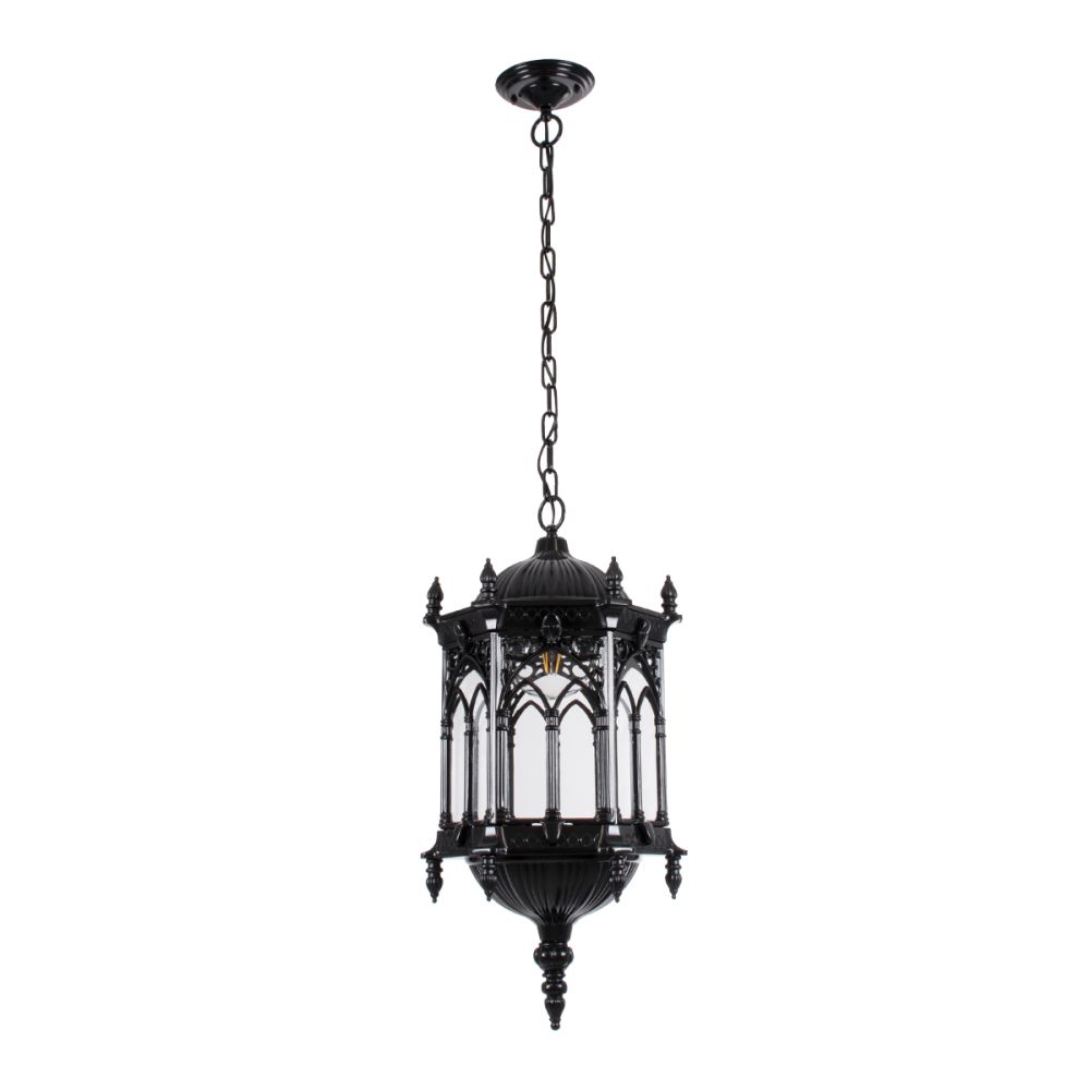 GLOBOSTAR® DARCY 00672 Vintage Κρεμαστό Φωτιστικό Οροφής με Ντουί 1 x E27 AC 220-240V IP20 - Μαύρο & Διάφανο - Μ35 x Π35 x Υ61cm