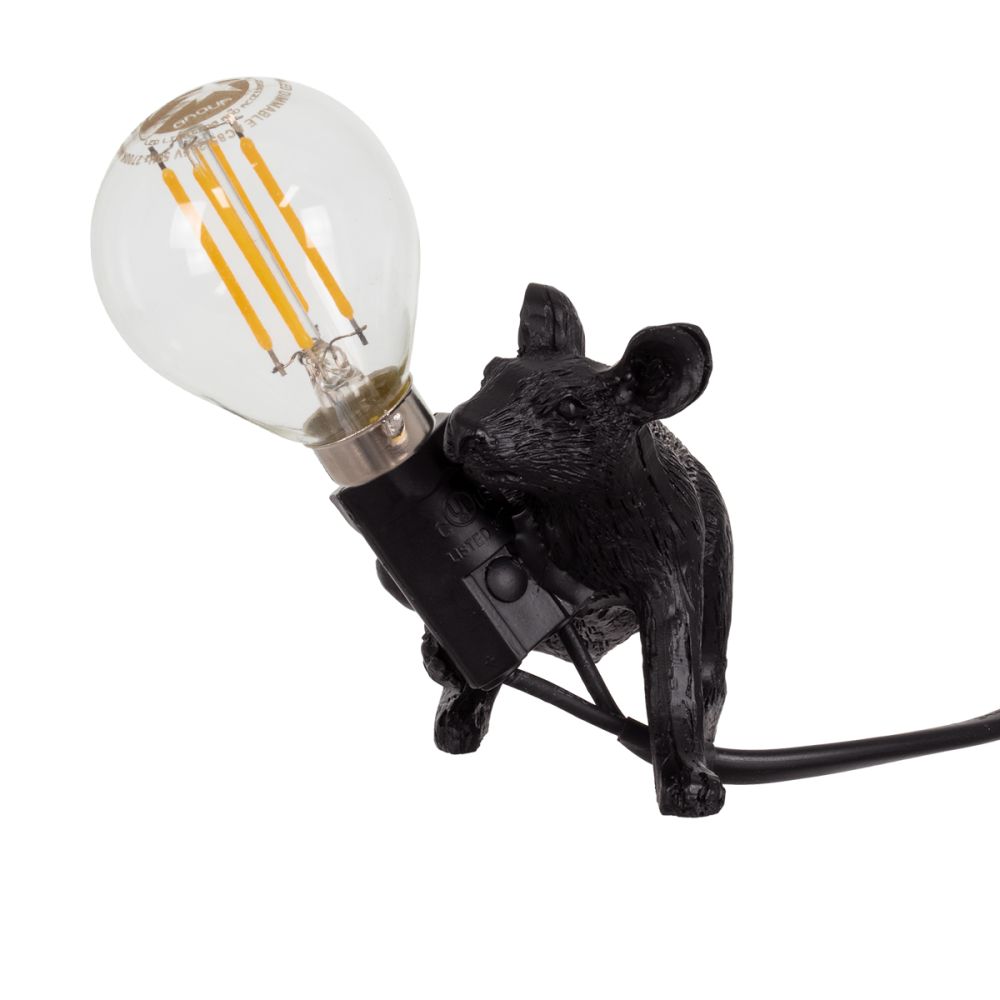 GLOBOSTAR® MOUSE 00675 Vintage Επιτραπέζιο Φωτιστικό Πορτατίφ με Ντουί 1 x E12 AC 220-240V IP20 - Μαύρο - Μ13 x Π4 x Υ7cm