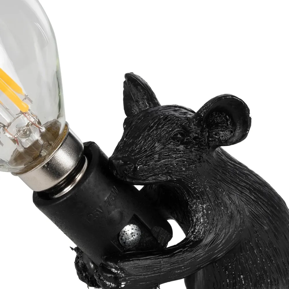 GLOBOSTAR® MOUSE 00678 Vintage Επιτραπέζιο Φωτιστικό Πορτατίφ με Ντουί 1 x E12 AC 220-240V IP20 - Μαύρο - Μ12 x Π4 x Υ10cm