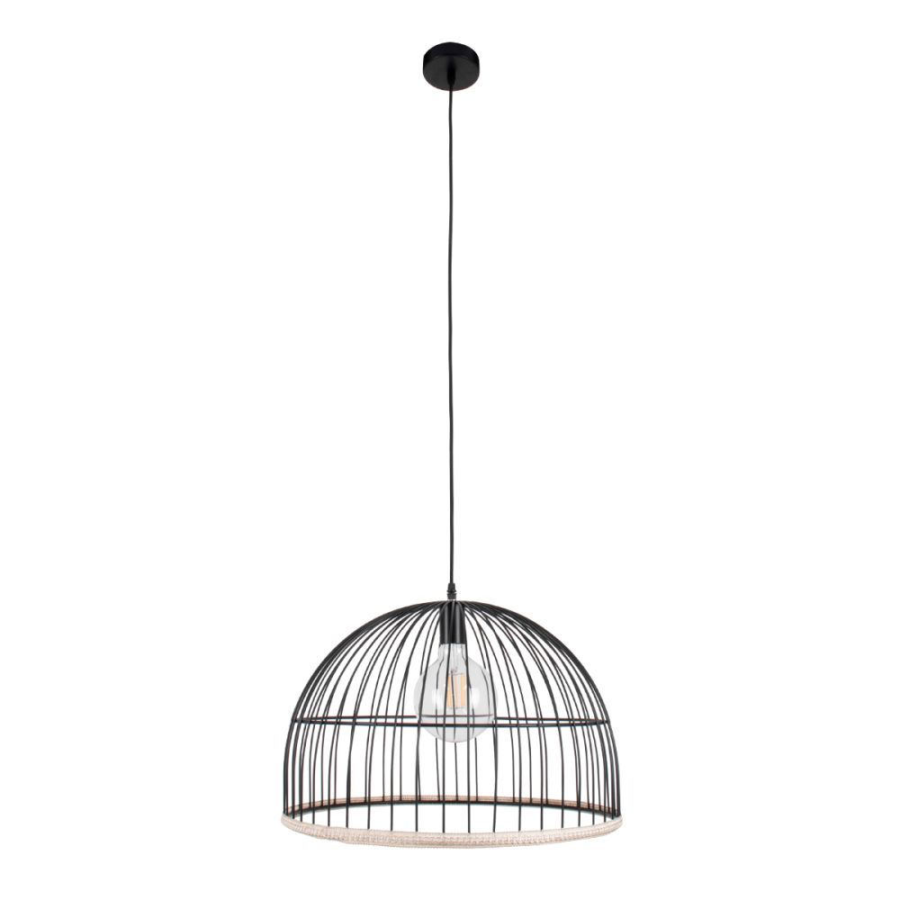 GLOBOSTAR® NEVIS 00681 Μοντέρνο Κρεμαστό Φωτιστικό Οροφής με Ντουί 1 x E27 AC 220-240V IP20 - Μαύρο & Μπεζ - Μ49 x Π49 x Υ34.5cm