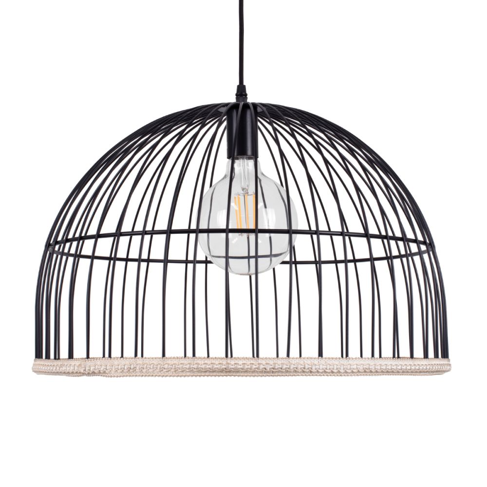 GLOBOSTAR® NEVIS 00681 Μοντέρνο Κρεμαστό Φωτιστικό Οροφής με Ντουί 1 x E27 AC 220-240V IP20 - Μαύρο & Μπεζ - Μ49 x Π49 x Υ34.5cm
