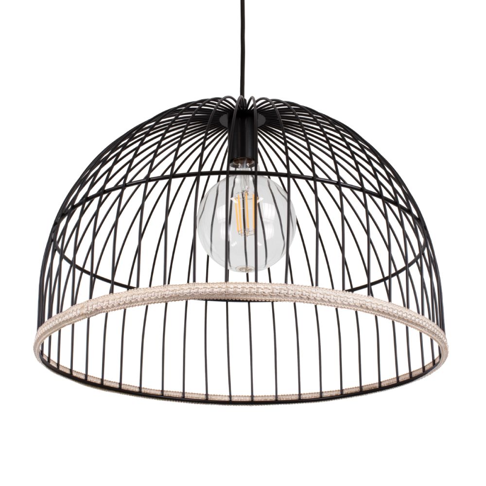 GLOBOSTAR® NEVIS 00681 Μοντέρνο Κρεμαστό Φωτιστικό Οροφής με Ντουί 1 x E27 AC 220-240V IP20 - Μαύρο & Μπεζ - Μ49 x Π49 x Υ34.5cm