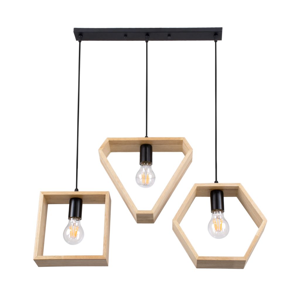 GLOBOSTAR® ELISE 00682 Μοντέρνο Κρεμαστό Φωτιστικό Οροφής με Ντουί 3 x E27 AC 220-240V IP20 - Μπεζ & Μαύρο - Μ76 x Π8 x Υ25cm
