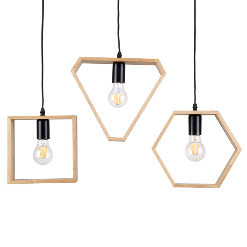 GLOBOSTAR® ELISE 00682 Μοντέρνο Κρεμαστό Φωτιστικό Οροφής με Ντουί 3 x E27 AC 220-240V IP20 - Μπεζ & Μαύρο - Μ76 x Π8 x Υ25cm
