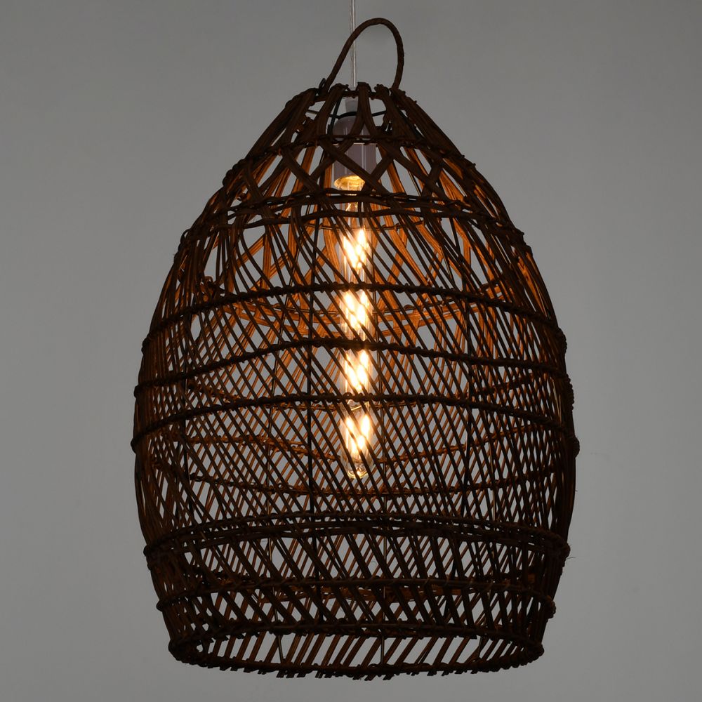 GLOBOSTAR® TAHITI 00711 Boho Κρεμαστό Φωτιστικό Οροφής με Ντουί 1 x E27 AC 220-240V IP20 - Καφέ - Μ38 x Π38 x Υ50cm