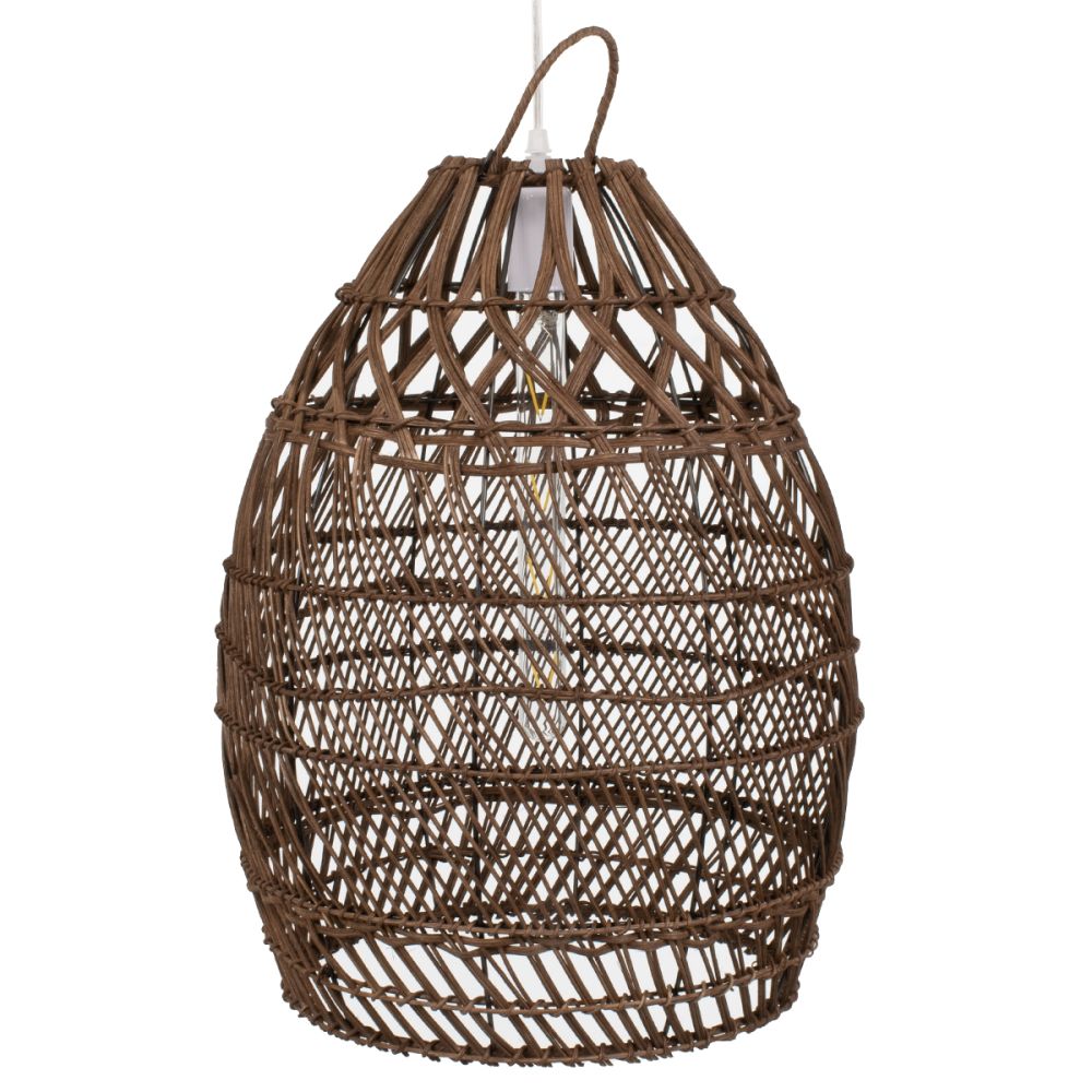 GLOBOSTAR® TAHITI 00711 Boho Κρεμαστό Φωτιστικό Οροφής με Ντουί 1 x E27 AC 220-240V IP20 - Καφέ - Μ38 x Π38 x Υ50cm