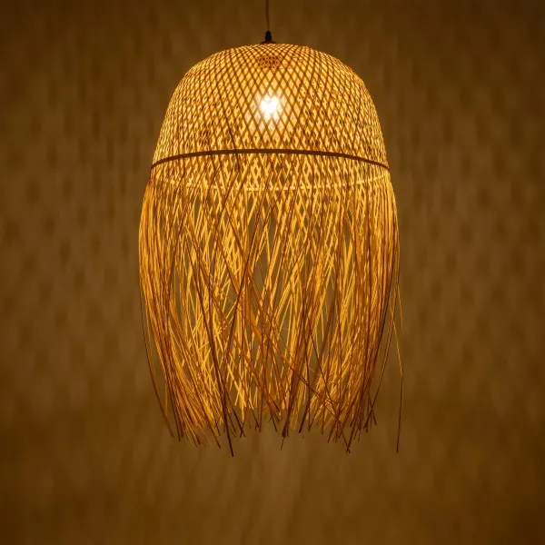 GLOBOSTAR® MANILA 00713 Boho Κρεμαστό Φωτιστικό Οροφής με Ντουί 1 x E27 AC 220-240V IP20 - Μπεζ - Μ50 x Π50 x Υ70cm