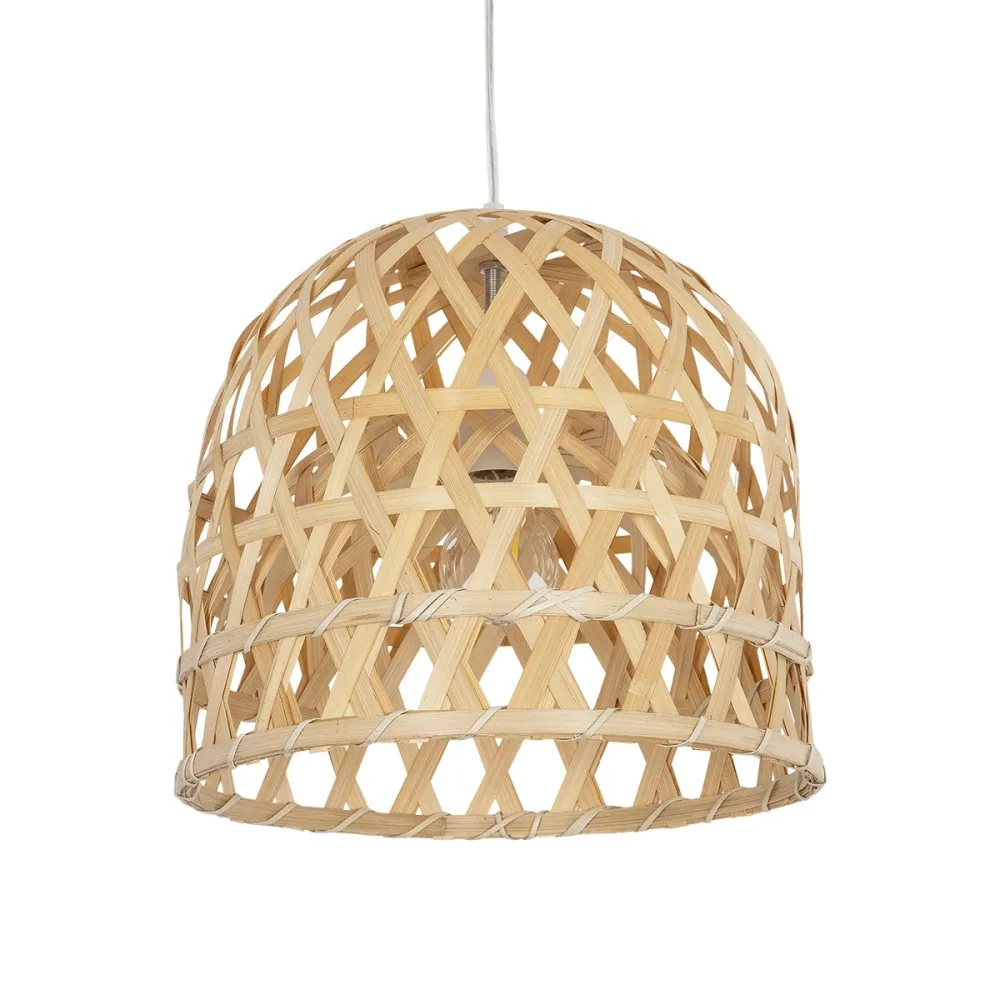 GLOBOSTAR® MANGEA 00715 Boho Κρεμαστό Φωτιστικό Οροφής με Ντουί 1 x E27 AC 220-240V IP20 - Μπεζ - Μ32 x Π32 x Υ30cm