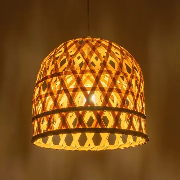 GLOBOSTAR® MANGEA 00715 Boho Κρεμαστό Φωτιστικό Οροφής με Ντουί 1 x E27 AC 220-240V IP20 - Μπεζ - Μ35 x Π35 x Υ22cm