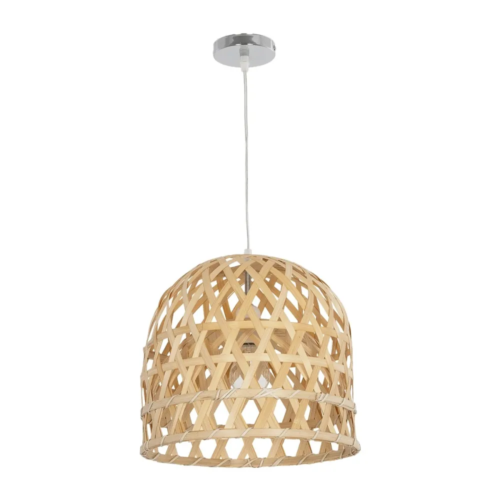 GLOBOSTAR® MANGEA 00715 Boho Κρεμαστό Φωτιστικό Οροφής με Ντουί 1 x E27 AC 220-240V IP20 - Μπεζ - Μ32 x Π32 x Υ30cm
