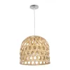 GLOBOSTAR® MANGEA 00715 Boho Κρεμαστό Φωτιστικό Οροφής με Ντουί 1 x E27 AC 220-240V IP20 - Μπεζ - Μ32 x Π32 x Υ30cm