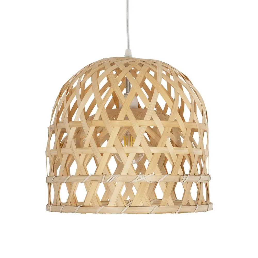 GLOBOSTAR® MANGEA 00715 Boho Κρεμαστό Φωτιστικό Οροφής με Ντουί 1 x E27 AC 220-240V IP20 - Μπεζ - Μ32 x Π32 x Υ30cm