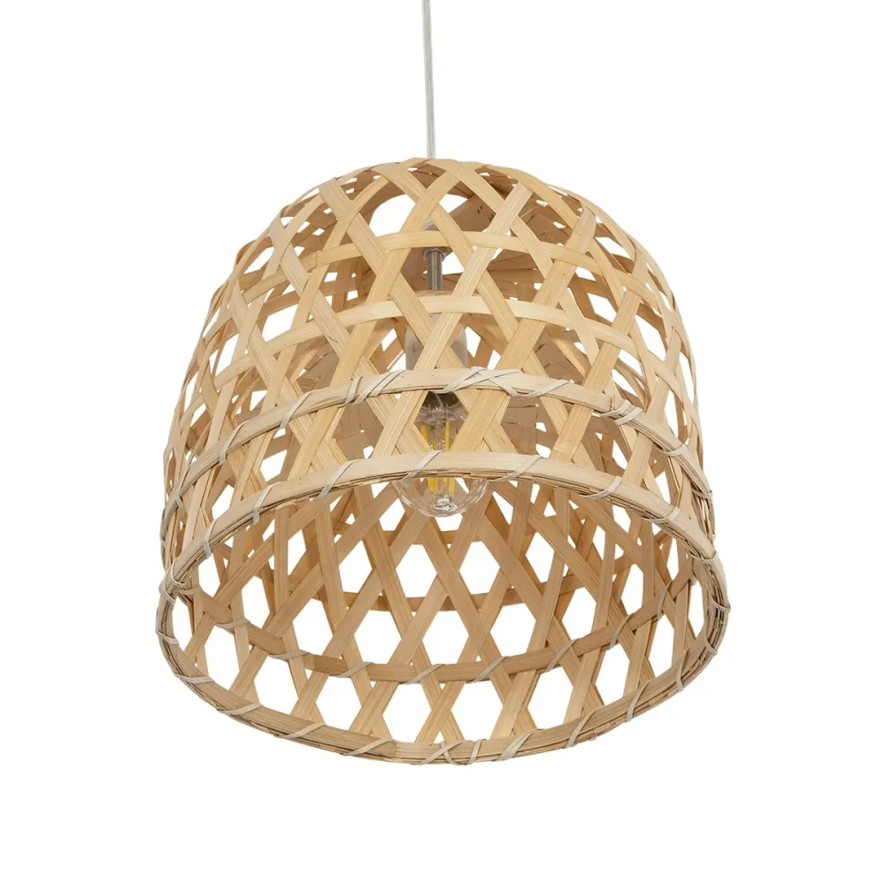 GLOBOSTAR® MANGEA 00715 Boho Κρεμαστό Φωτιστικό Οροφής με Ντουί 1 x E27 AC 220-240V IP20 - Μπεζ - Μ32 x Π32 x Υ30cm