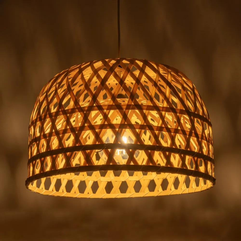 GLOBOSTAR® MANGEA 00716 Boho Κρεμαστό Φωτιστικό Οροφής με Ντουί 1 x E27 AC 220-240V IP20 - Μπεζ - Μ50 x Π50 x Υ35cm