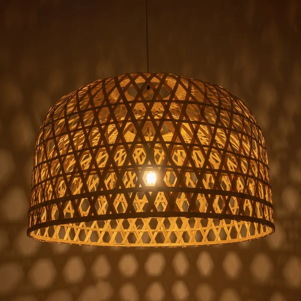 GLOBOSTAR® MANGEA 00717 Boho Κρεμαστό Φωτιστικό Οροφής με Ντουί 1 x E27 AC 220-240V IP20 - Μπεζ - Μ100 x Π100 x Υ66cm