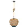 GLOBOSTAR® SIMON 00726 Boho Κρεμαστό Φωτιστικό Οροφής με Ντουί 1 x E27 AC 220-240V IP20 - Μπεζ & Μπλε - Μ30 x Π30 x Υ30cm