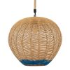 GLOBOSTAR® SIMON 00727 Boho Κρεμαστό Φωτιστικό Οροφής με Ντουί 1 x E27 AC 220-240V IP20 - Μπεζ & Μπλε - Μ50 x Π50 x Y47cm