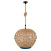 GLOBOSTAR® SIMON 00727 Boho Κρεμαστό Φωτιστικό Οροφής με Ντουί 1 x E27 AC 220-240V IP20 - Μπεζ & Μπλε - Μ50 x Π50 x Y47cm