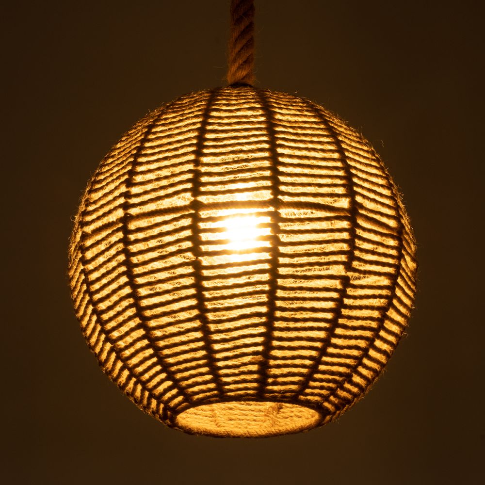 GLOBOSTAR® MANDALA 00731 Boho Κρεμαστό Φωτιστικό Οροφής με Ντουί 1 x E27 AC 220-240V IP20 - Μπεζ - Μ30 x Π30 x Y30cm