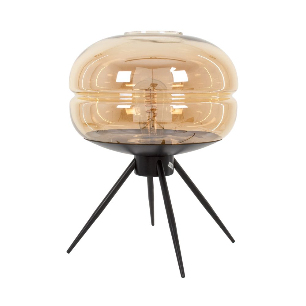 GLOBOSTAR® JAVAN 00737 Μοντέρνο Επιτραπέζιο Φωτιστικό Πορτατίφ με Ντουί 1 x E27 AC 220-240V IP20 - Μελί & Μαύρο - Μ30 x Π30 x Y40cm