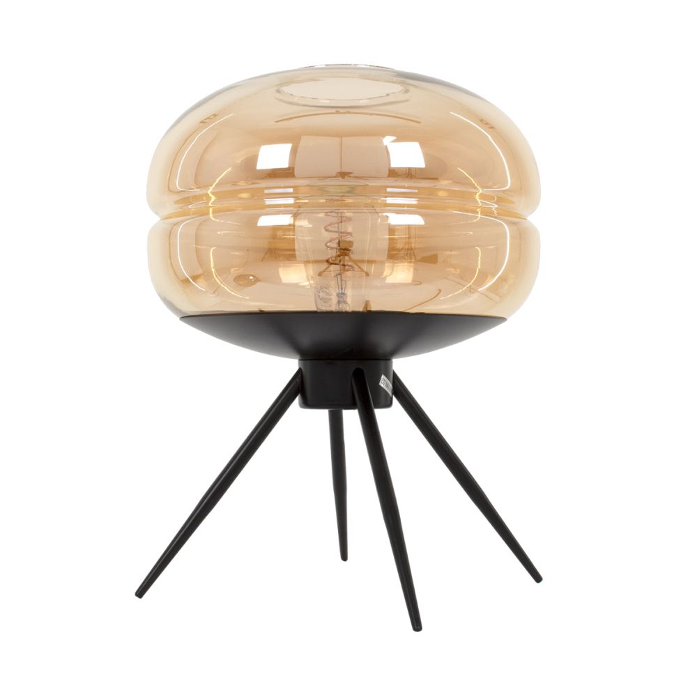 GLOBOSTAR® JAVAN 00737 Μοντέρνο Επιτραπέζιο Φωτιστικό Πορτατίφ με Ντουί 1 x E27 AC 220-240V IP20 - Μελί & Μαύρο - Μ30 x Π30 x Y40cm