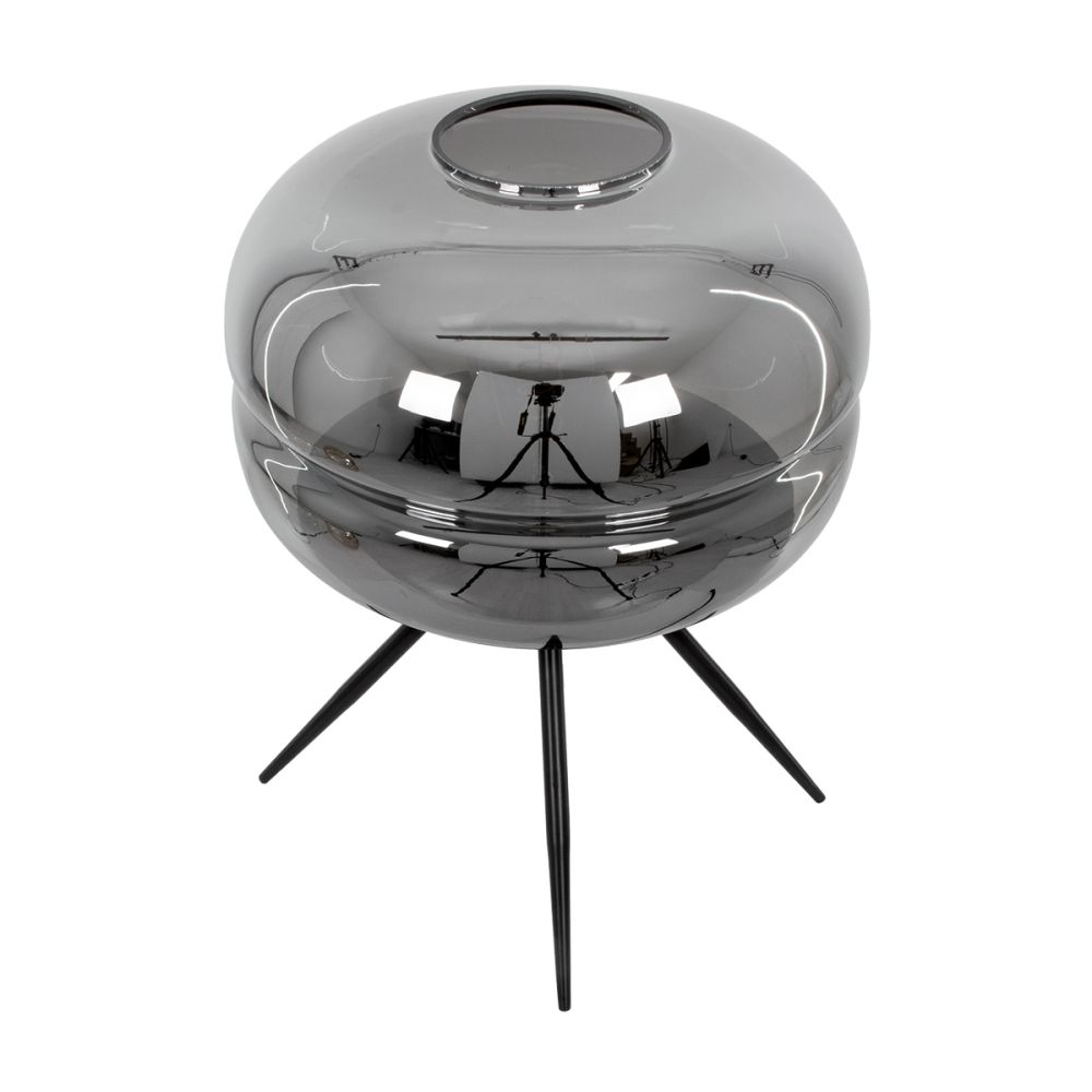 GLOBOSTAR® JAVAN 00738 Μοντέρνο Επιτραπέζιο Φωτιστικό Πορτατίφ με Ντουί 1 x E27 AC 220-240V IP20 - Μαύρο Φιμέ & Μαύρο - Μ30 x Π30 x Y40cm