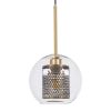 GLOBOSTAR® AVERY 00739 Μοντέρνο Κρεμαστό Φωτιστικό Οροφής με Ντουί 1 x E27 AC 220-240V IP20 - Διάφανο & Χρυσό - Μ18 x Π18 x Υ38cm