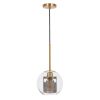 GLOBOSTAR® AVERY 00739 Μοντέρνο Κρεμαστό Φωτιστικό Οροφής με Ντουί 1 x E27 AC 220-240V IP20 - Διάφανο & Χρυσό - Μ18 x Π18 x Υ38cm