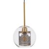 GLOBOSTAR® AVERY 00739 Μοντέρνο Κρεμαστό Φωτιστικό Οροφής με Ντουί 1 x E27 AC 220-240V IP20 - Διάφανο & Χρυσό - Μ18 x Π18 x Υ38cm