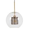 GLOBOSTAR® AVERY 00740 Μοντέρνο Κρεμαστό Φωτιστικό Οροφής με Ντουί 1 x E27 AC 220-240V IP20 - Διάφανο & Χρυσό - Μ30 x Π30 x Υ48cm
