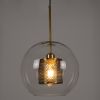 GLOBOSTAR® AVERY 00740 Μοντέρνο Κρεμαστό Φωτιστικό Οροφής με Ντουί 1 x E27 AC 220-240V IP20 - Διάφανο & Χρυσό - Μ30 x Π30 x Υ48cm
