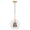 GLOBOSTAR® AVERY 00740 Μοντέρνο Κρεμαστό Φωτιστικό Οροφής με Ντουί 1 x E27 AC 220-240V IP20 - Διάφανο & Χρυσό - Μ30 x Π30 x Υ48cm