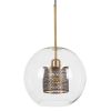 GLOBOSTAR® AVERY 00740 Μοντέρνο Κρεμαστό Φωτιστικό Οροφής με Ντουί 1 x E27 AC 220-240V IP20 - Διάφανο & Χρυσό - Μ30 x Π30 x Υ48cm