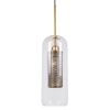 GLOBOSTAR® AVERY 00741 Μοντέρνο Κρεμαστό Φωτιστικό Οροφής με Ντουί 1 x E27 AC 220-240V IP20 - Διάφανο & Χρυσό - Μ15 x Π15 x Υ60cm