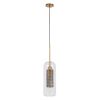 GLOBOSTAR® AVERY 00741 Μοντέρνο Κρεμαστό Φωτιστικό Οροφής με Ντουί 1 x E27 AC 220-240V IP20 - Διάφανο & Χρυσό - Μ15 x Π15 x Υ60cm